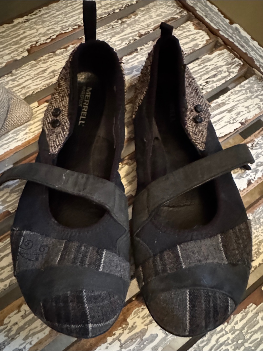 Merrell Women’s Black Mary Jane Flats with Textured Panels
